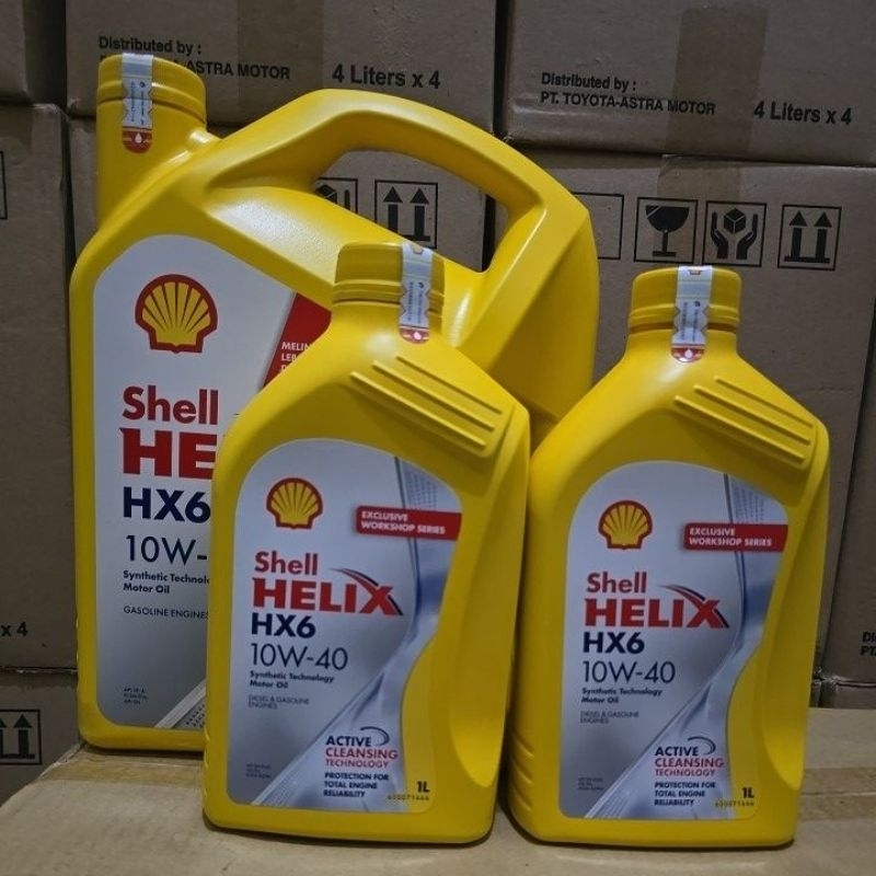 oli mesin bensin Original Barcode scane Shell Helix HX6 10W-40  Gasoline Engine Paket 7 liter