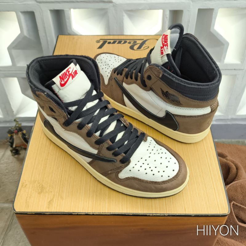 Sepatu Second N1k3 Air Jordan 1 High OG Travis Scott - Mocha | Size 40 | insole 25 cm