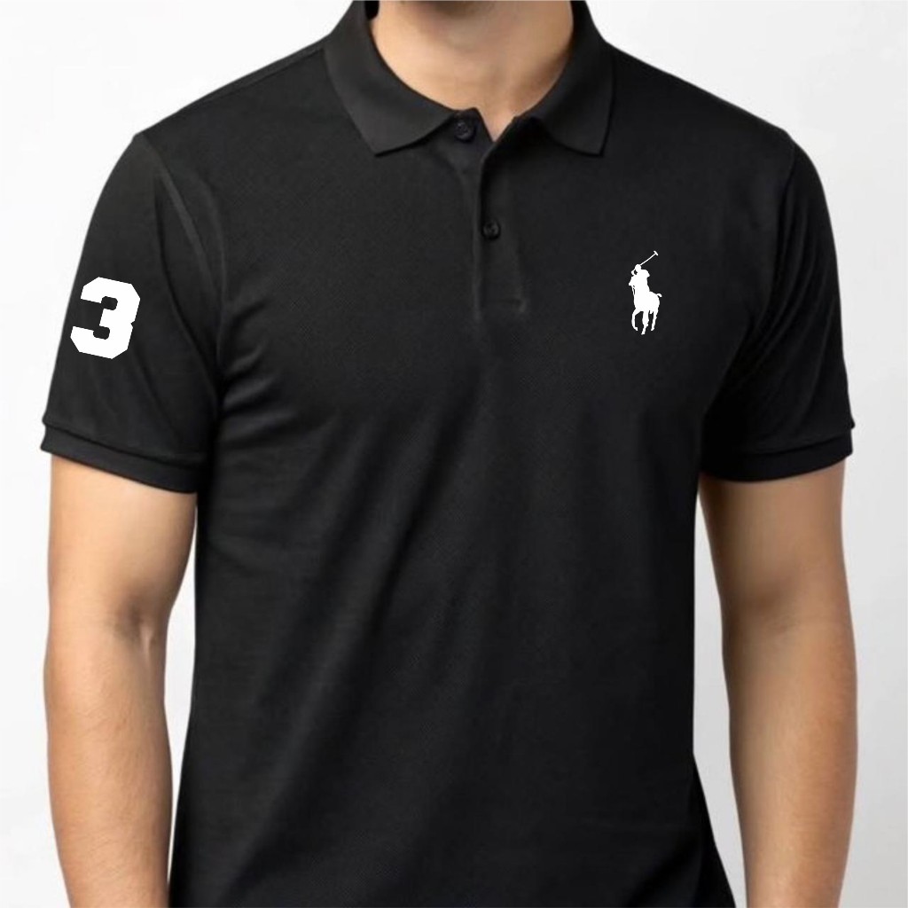 COD T-shirt Kaos Kerah Pria Baju Polo Keren LOGO KUDA 3 PUTIH Lengan Pendek Motif Cressida Quality P