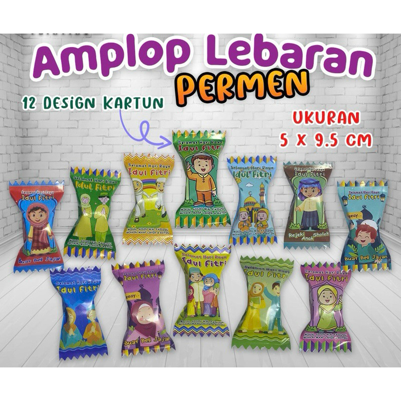 

amplop lebaran permen(motif kartun) 12 disign berbeda