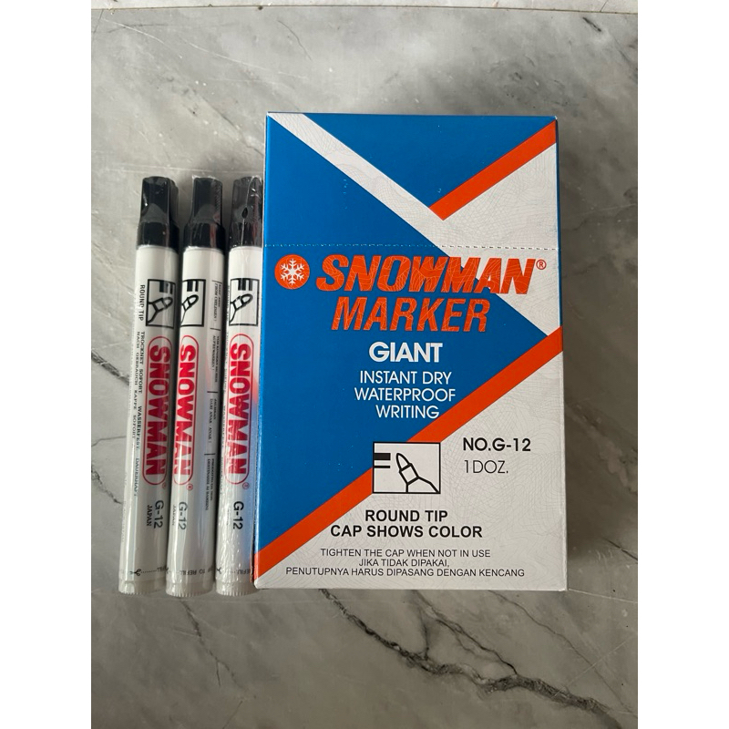 

spidol permanen MARKER SNOWMAN G-12 (12pcs) HITAM alat tulis