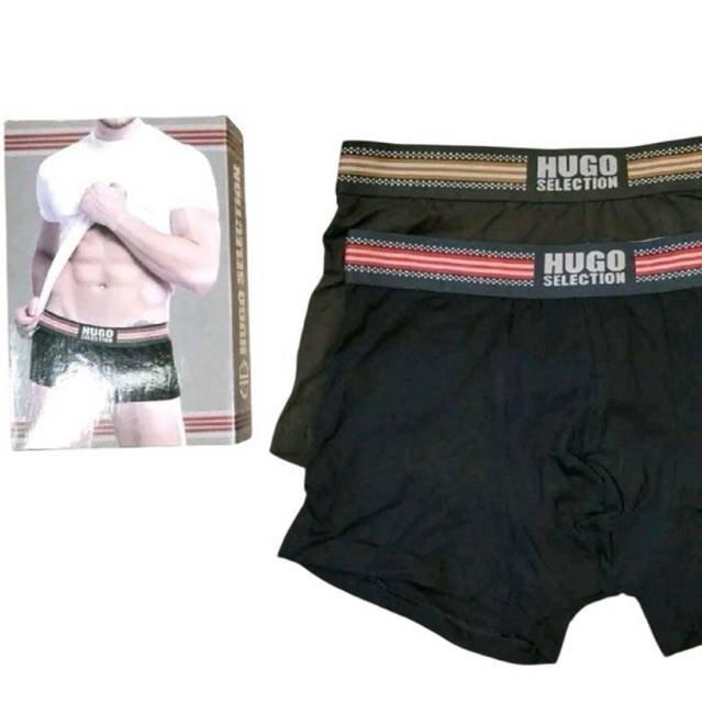 Celana Dalam Pria HUGO Selection Original - Motif Hitam - Pendek, Sport, Boxer, Dewasa,  Cowok, Katu