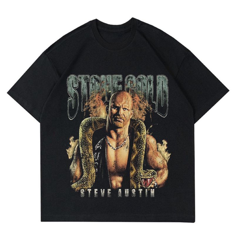 KAOS VINTAGE STONE COLD | KAOS HITAM VINTAGE STONE COLD PRIA KATUN PREMIUM