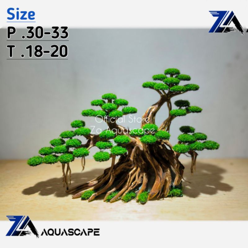 Bonsai Aquascape sintetis - Pohon bonsai Aquarium daun sintetis