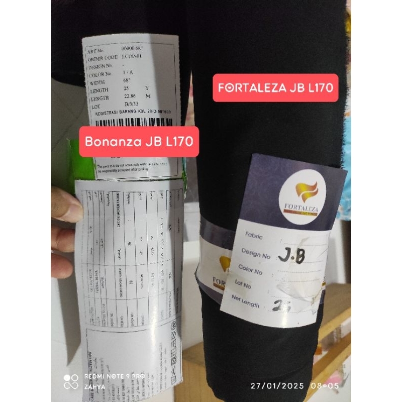 Kain jetblack L170cm bhn BONANZA dan FORTALEZA JETBLACK per 0,5mtr
