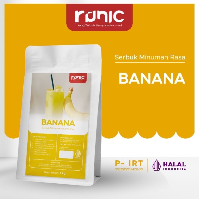 

Bubuk Minuman premium Banana Runic 1kg