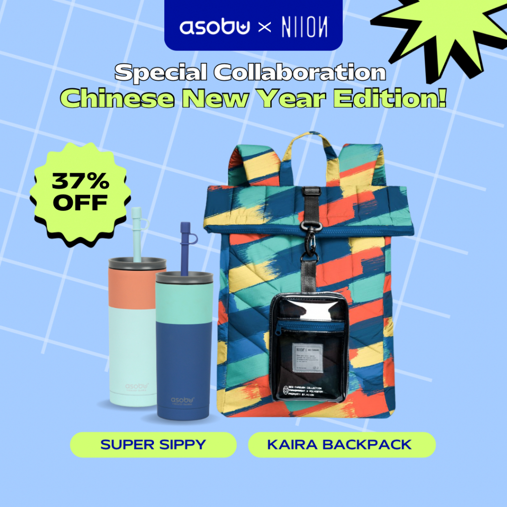 ASOBU x NIION | TUMBLER SUPER SIPPY 600ML + NIION KAIRA BACKPACK | Botol Minum Tas Backpack