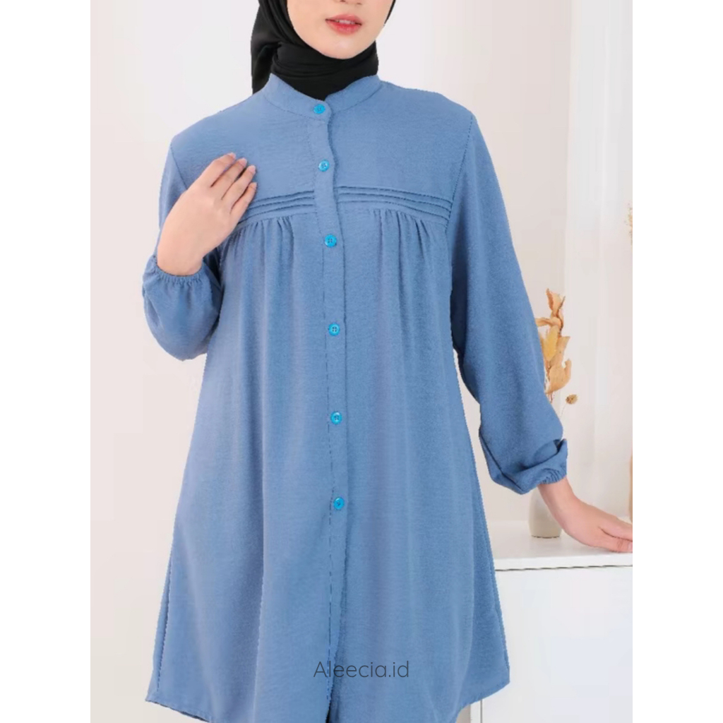 Atasan Wanita Tunic Garis Crinkel Airflow Basic Tunic Atasan Muslim Wanita Busui Tunic Adem Atasan K