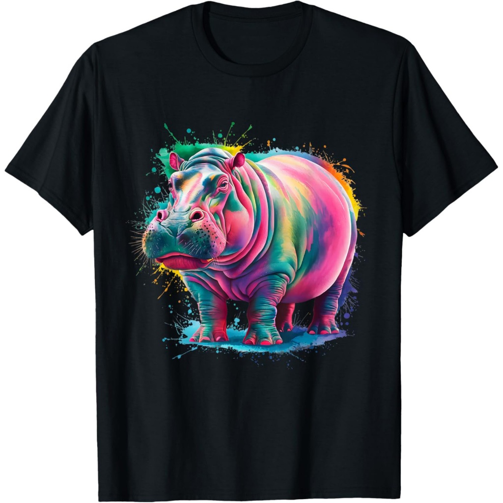 Kaos Kuda Nil Cat Air Berwarna-warni Pria Wanita Kuda Nil