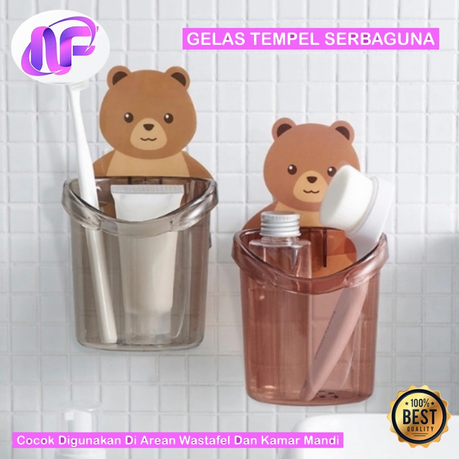 Tempat Sikat Gigi Tempel Dinding Kamar Mandi Tempat Simpat Odol Gelas Penyimpanan sendok Lucu Gantun