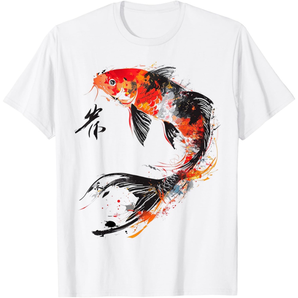 Kaos Seni Abstrak Teks Ikan Lukisan Hewan Grafis Ikan