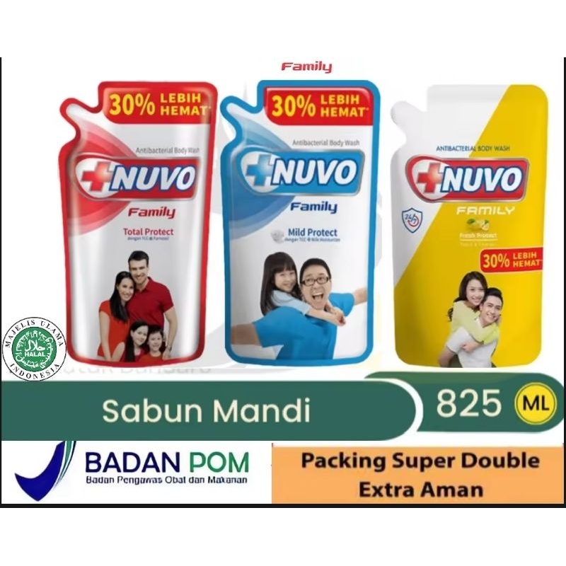Nuvo sabun cair 900ml/825ml jumbo reff. sabun cair isi ulang nuvo 900ml