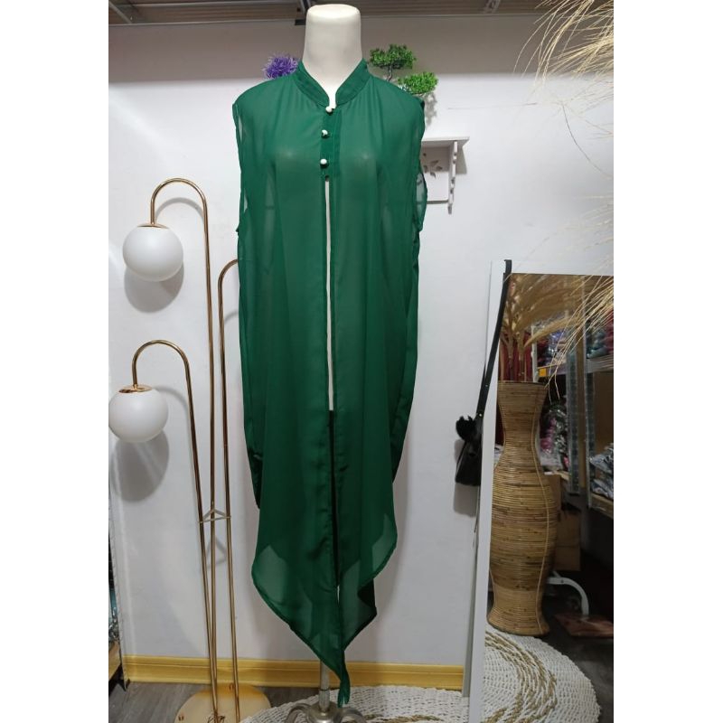outer ceruty kerah shanghai/outwear wanita / gaun hijau natal