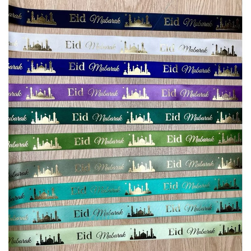 

Pita Hampers Lebaran Idul Fitri 2,5cm Premium (per 5 meter) Pita lebaran Pita Hampers Idul Fitri Mewah