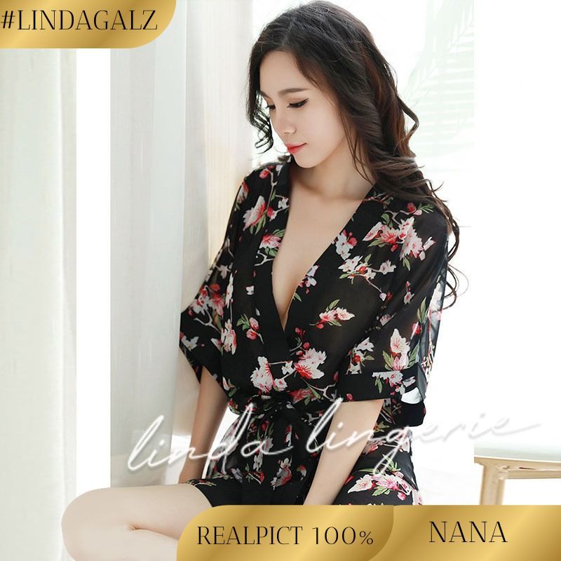 LindaGalz NANA Pakaian Tidur Wanita Dewasa Kimono Set lingerie Sexy Jumbo Z113 Sexy Lingerie Jumbo B