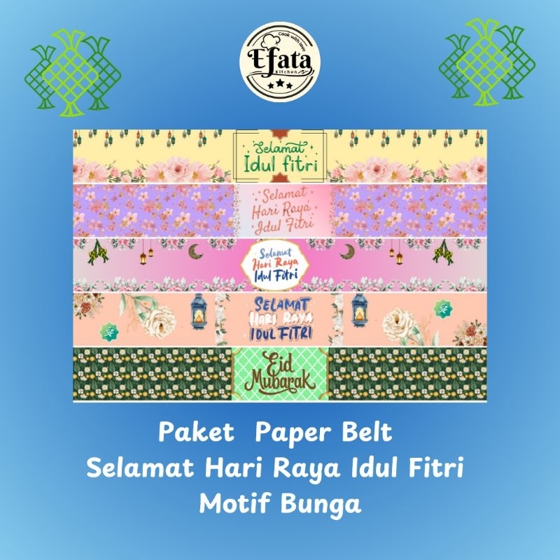 

Paket Paper Belt Selamat Hari Raya Idul Fitri Motif Bunga (47 x 6 cm), 1 Paket isi 5 pcs