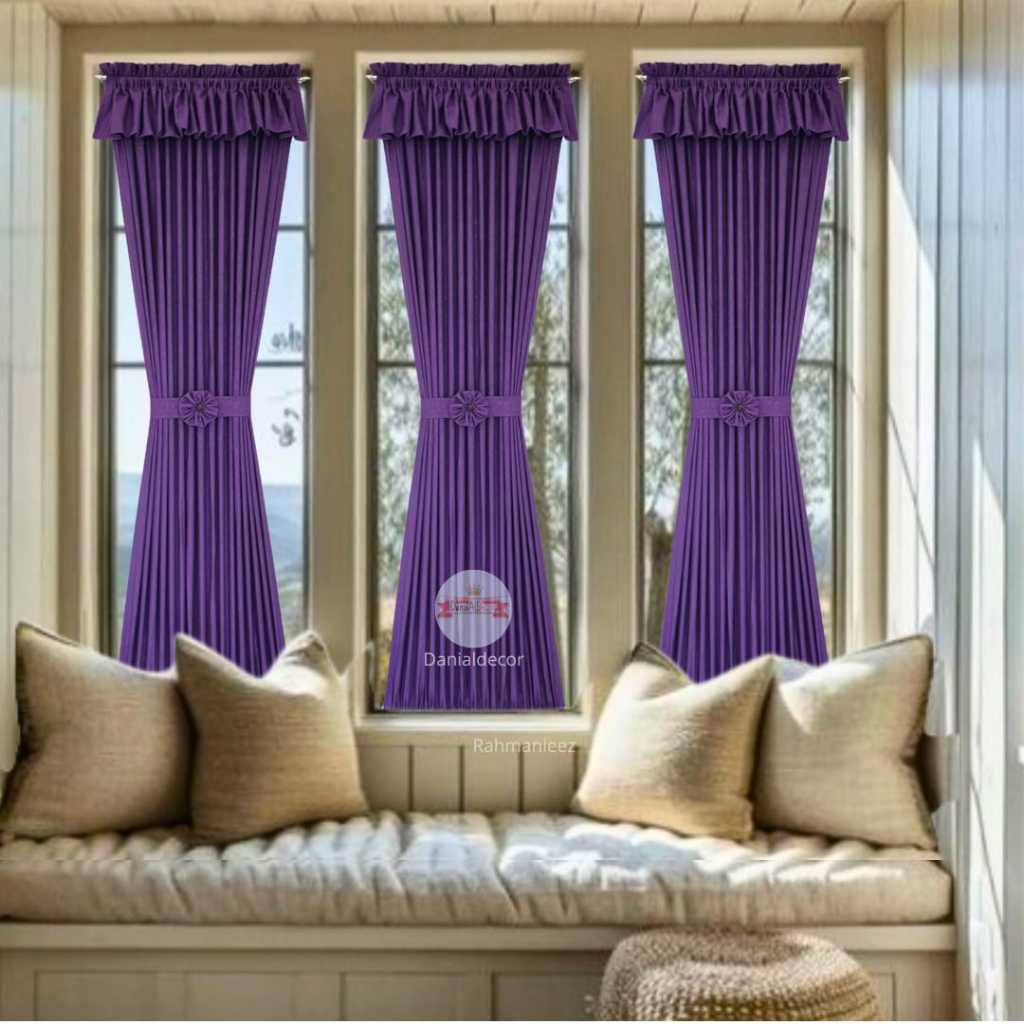 GORDEN KUPU KUPU PONI IKAT CANTIK MEWAH SEPIRAL KATUN BUNGA EMBOS POLOS TEBAL FULL SET