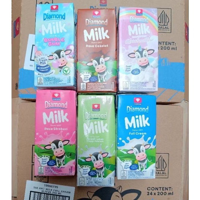 

Diamond milk UHT 200ml isi 24 / 1Dus bisa mix rasa