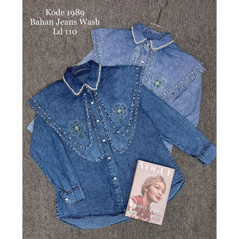 Kemeja Wanita import / Kemeja wanita Jeans wash import / Atasan Kemeja Wanita jeans