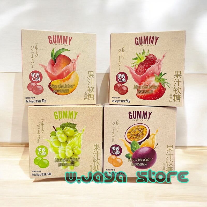 

Kiss Delicias Gummy Fruit Juice 50g Permen Jeli Rasa Buah