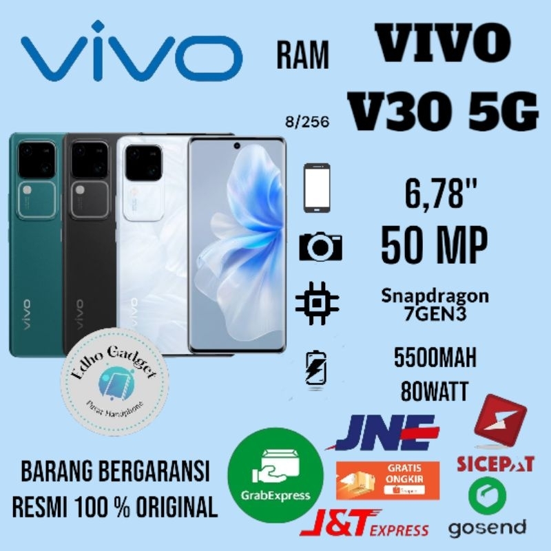 HANDPHONE VIVO V30 5G RAM RAM 8/256GB BERGARANSI RESMI VIVO SERVICE CENTER INDONESIA 1TAHUN