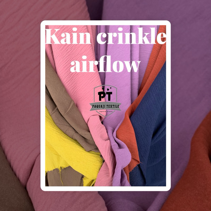 bahan kain cey airflow crinkle/crinkle premium/bahan gamis crinkle(harga tertera 50cm)