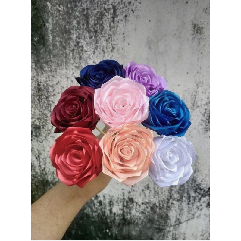 

Mawar pita satin Diameter 5cm / mawar satin bouqet / bunga mawar satin murah / bunga mawar per pcs