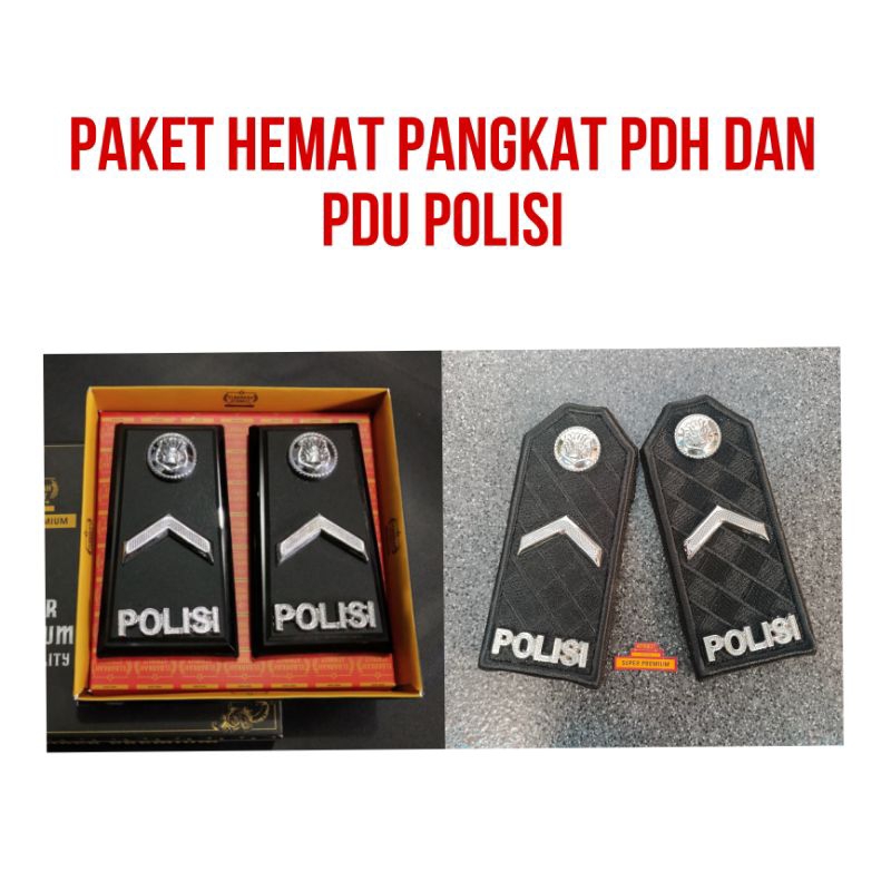 SATU PAKET PANGKAT PDH DAN PDU POLRI ATRIBUT POLISI GOLONGAN BINTARA PERWIRA BRIPDA BRIPTU BRIGADIR 
