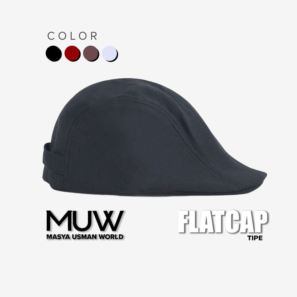 Flat Cap Newsboy – Topi Kodok Bahan Wol, Topi Copet Topi Pelukis Topi Seniman Murah Hitam