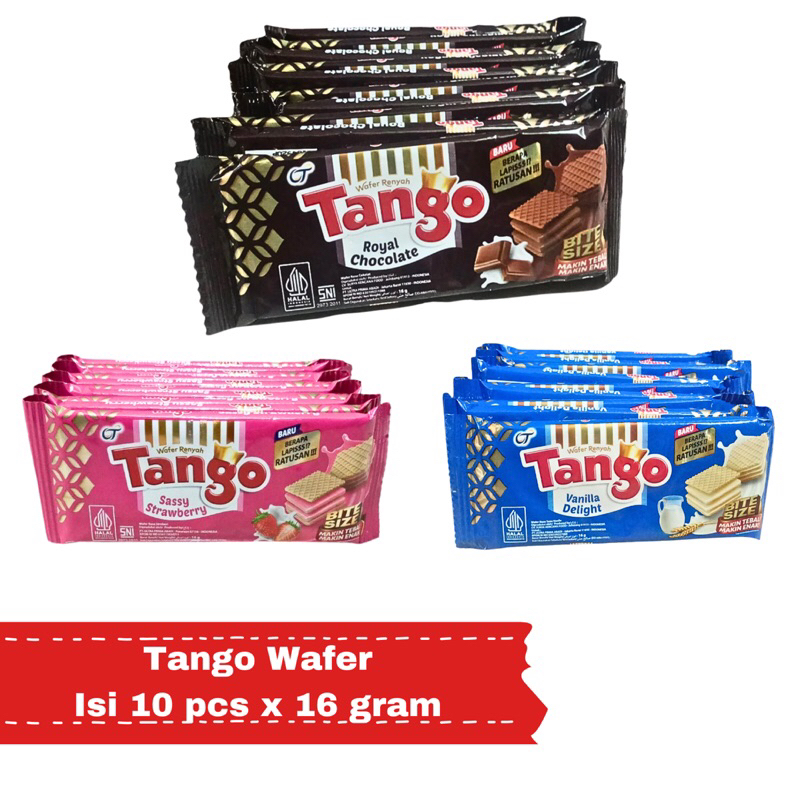 

Tango Wafer Rasa Cokelat Stroberi Vanila Isi 10 pcs x 16 gram