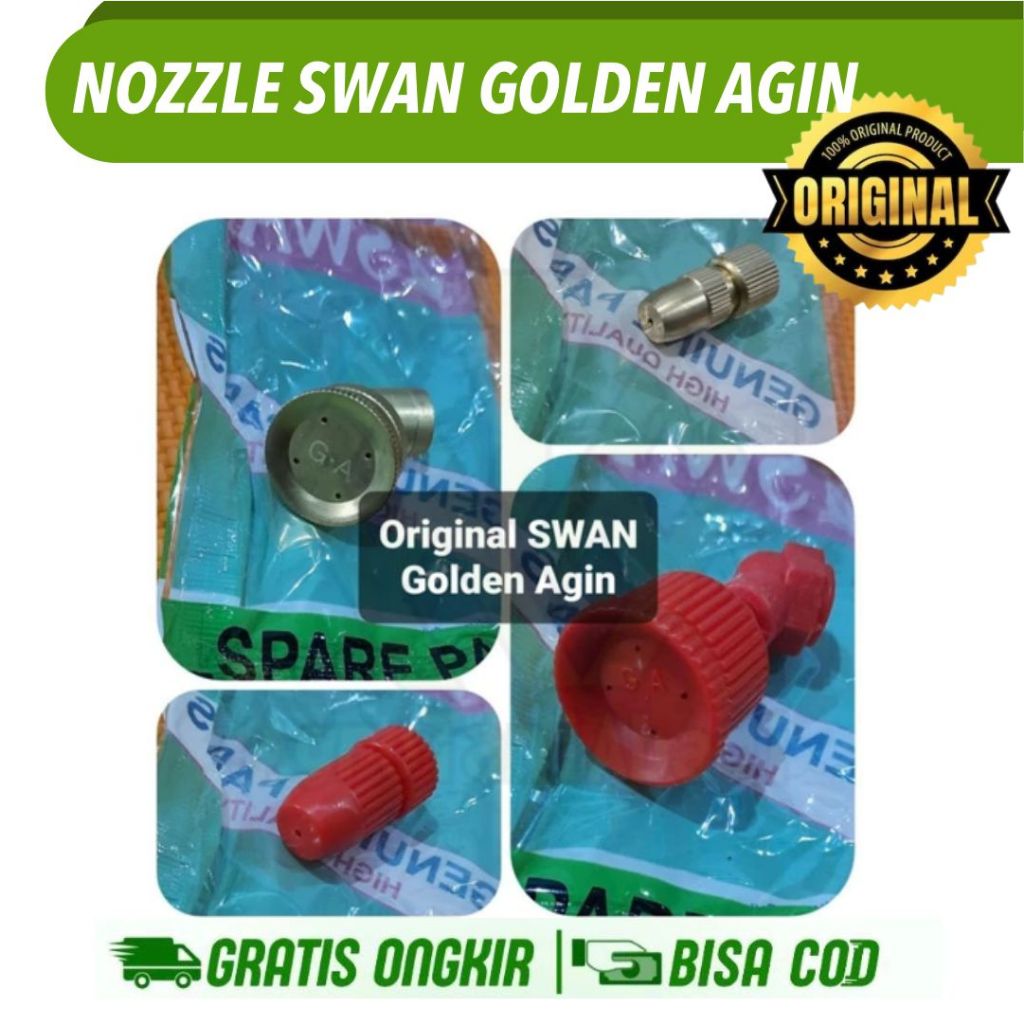 Nozzle tangki pompa sprayer SWAN original drat 12mm plastik dan kuningan DB spuyer lubang 1 4 nosel 