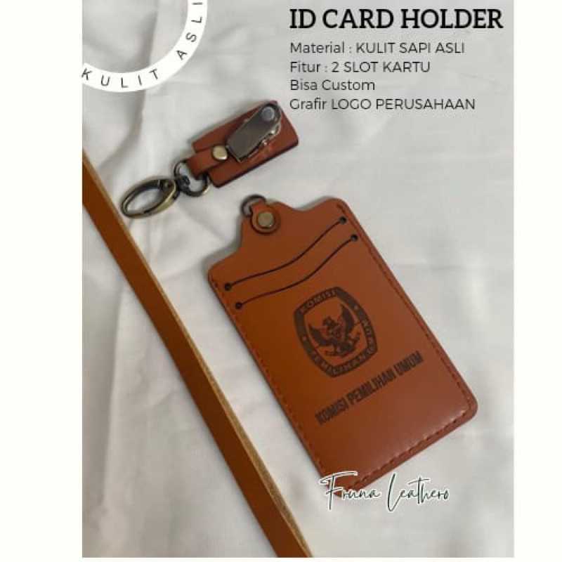 

Id Card Kulit Name Tag Kulit Pull Up 2 Slot Kartu