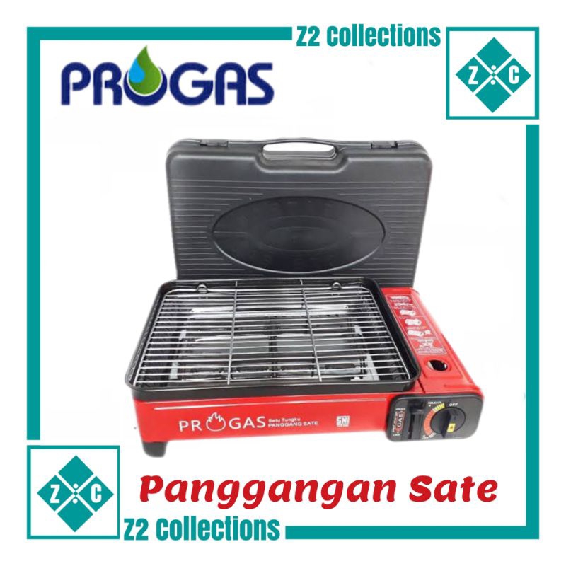 Panggangan sate progas portable kompor gas sate 1 tungku free koper plastik