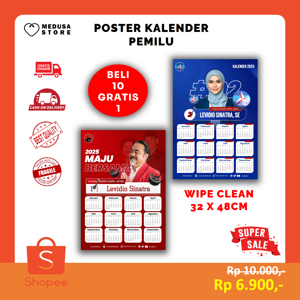

Poster Kalender Pemilu PILKDA, CALEG, GUBERNUR, BUPATI, WALIKOTA PROVINSI -Custom