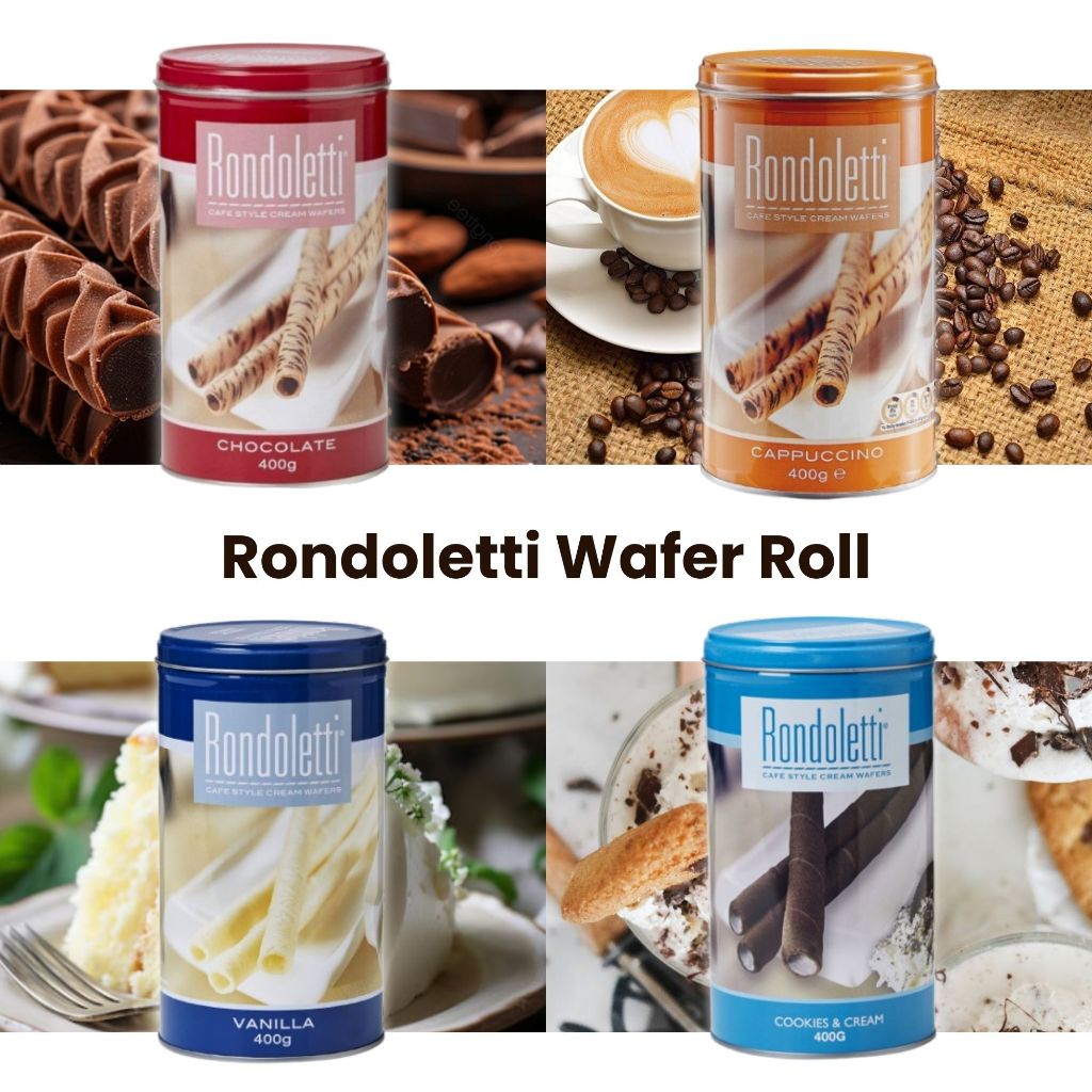 

Rondoletti Wafer Roll Astor Coklat Cappuccino Vanilla Cookies & Cream