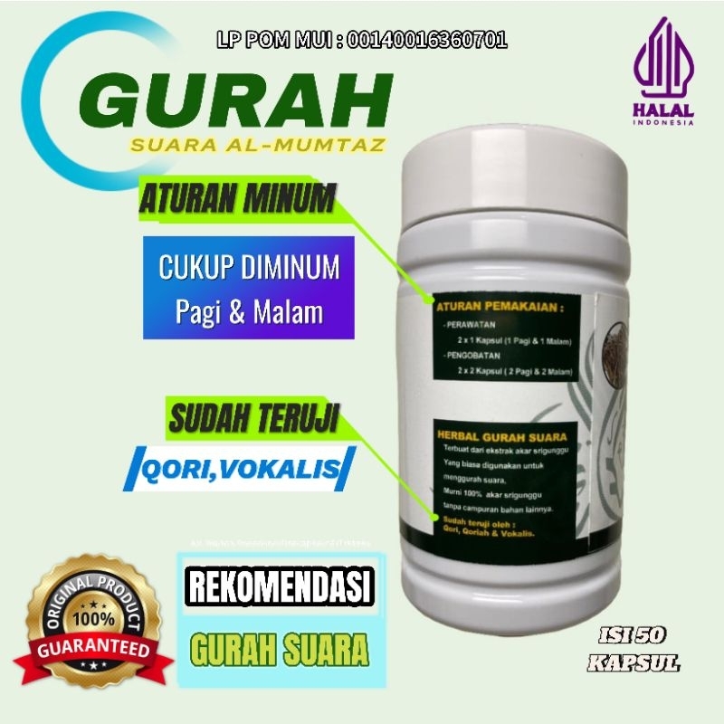Gurah Herbal AL-MUMTAZ Gurah Suara Gurah Qori  [COD] Terbuat dari Ekstrak Akar Srigunggu isi 50 kaps