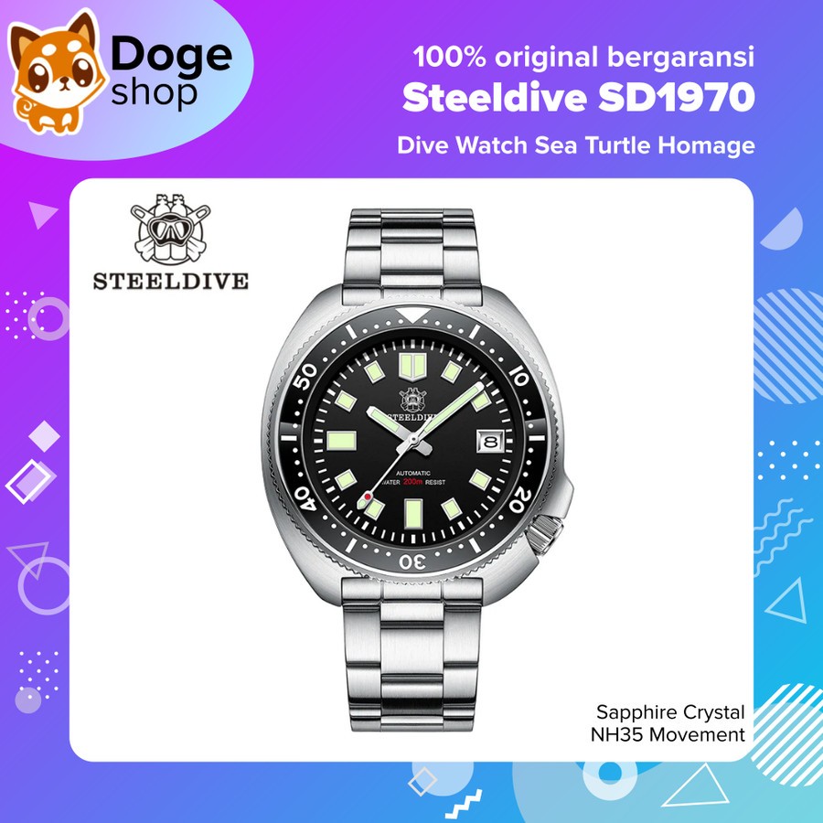 STEELDIVE SD1970 Automatic Dive Watch Japan NH35 Movement Sea Turtle Homage