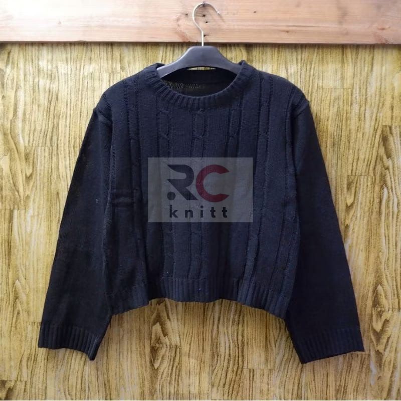 RB RC KNIT HANA Blouse Rajut Cable Crop Oversize Sweater Wanita Motif Cable Atasan Wanita Blouse