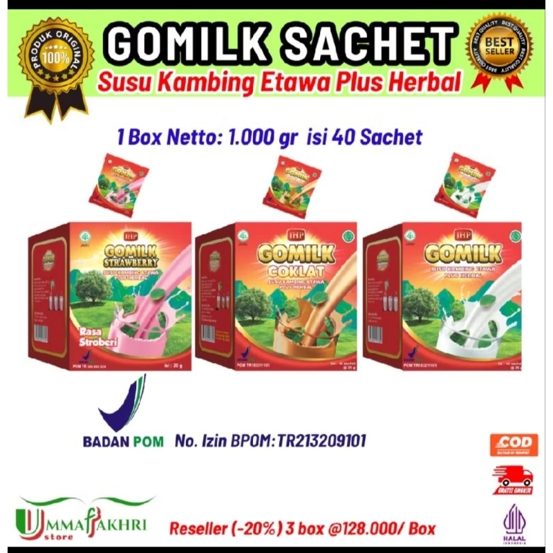 

Gomilk Sachet Per Bok Isi 40 Sachet Susu Kambing Etawa Plus Herbal