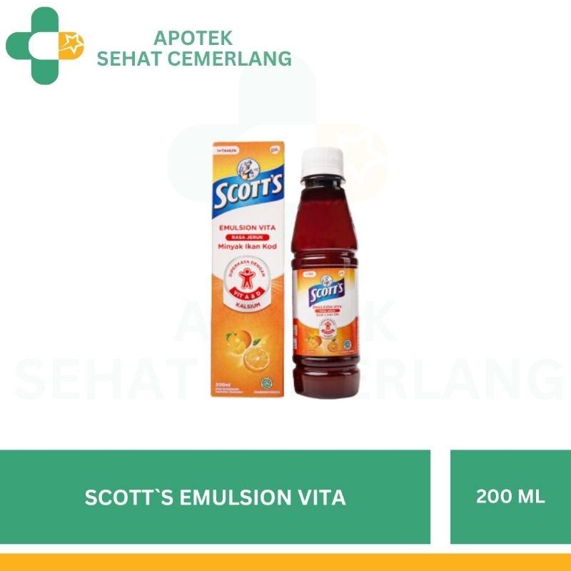 ScottS Emulsion Vita Orange Suplemen Kesehatan Otak Dan Pertumbuhan Anak - 200 Ml