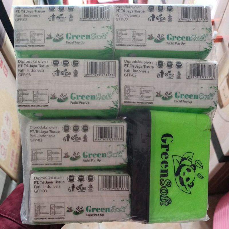 Tisu Green Soft 6 pcs 130 play Murah free tempat tisu/tisu murah