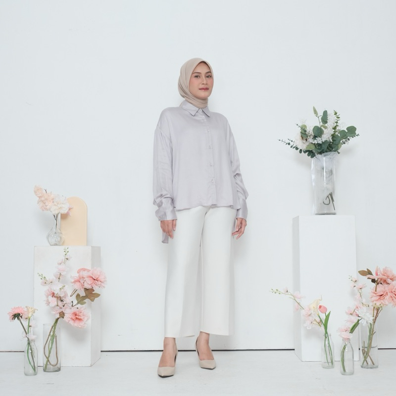 KEMEJA COLLARED SATIN OVERSHIRT