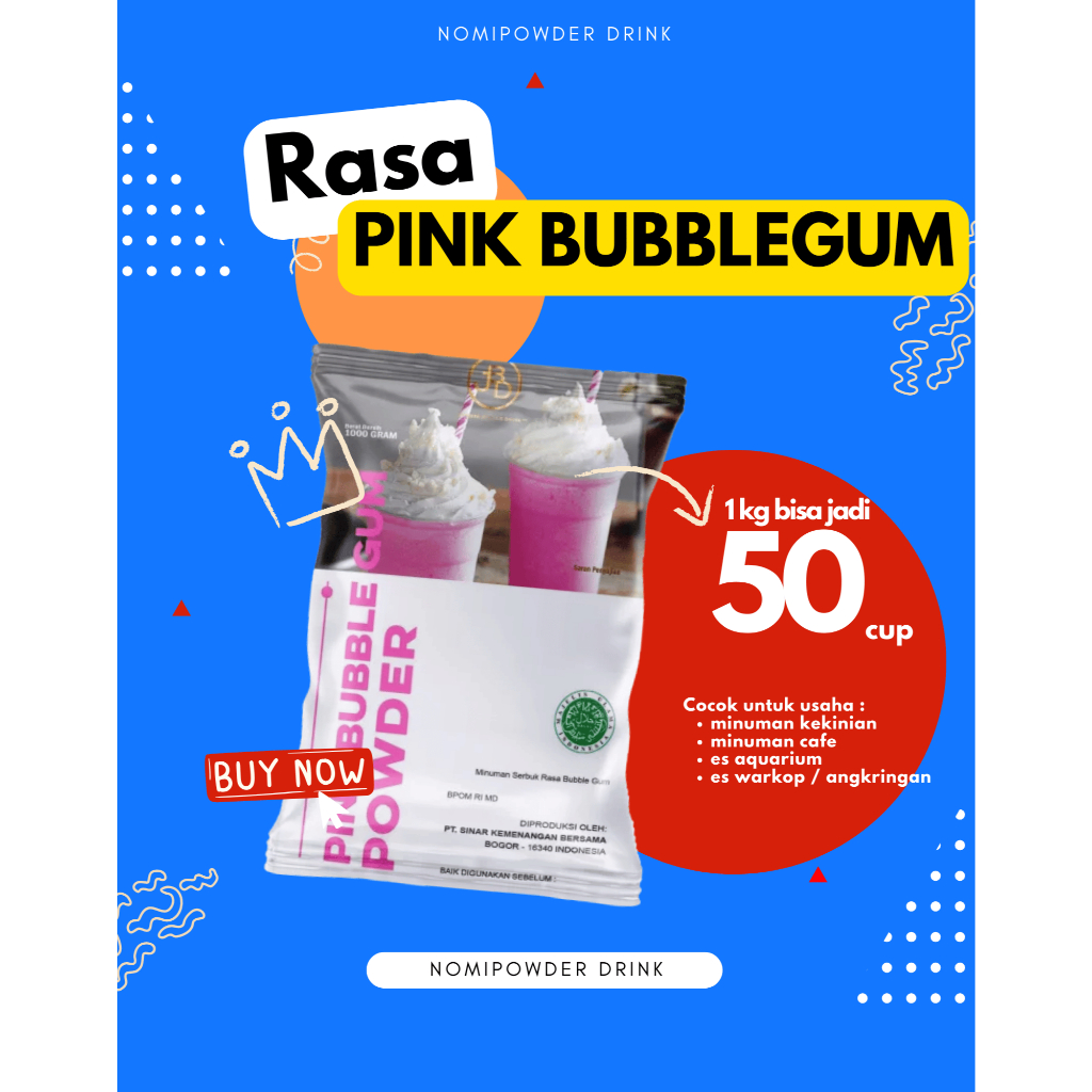 

Bubuk Minuman Premium PINK BUBBLE GUM -Jakarta Bubble Drink | BPOM&HALAL