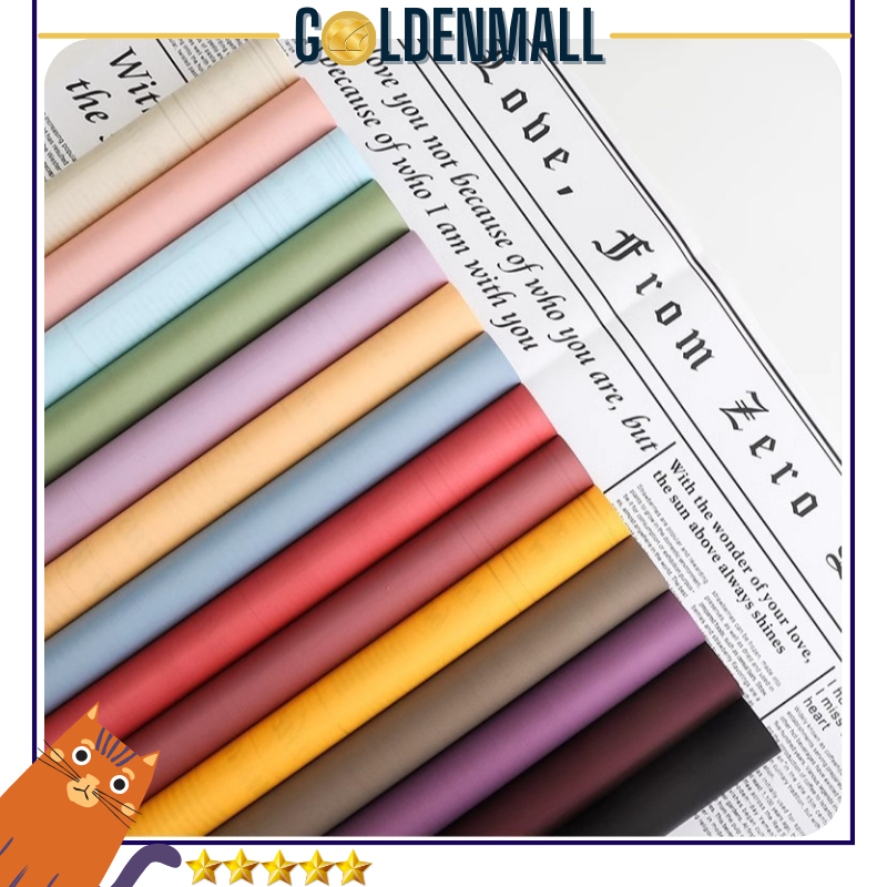 

20 LEMBAR Bicolor Buff Newspaper Cellophane Koran Kertas Buket Bunga Wrapping Paper 6038