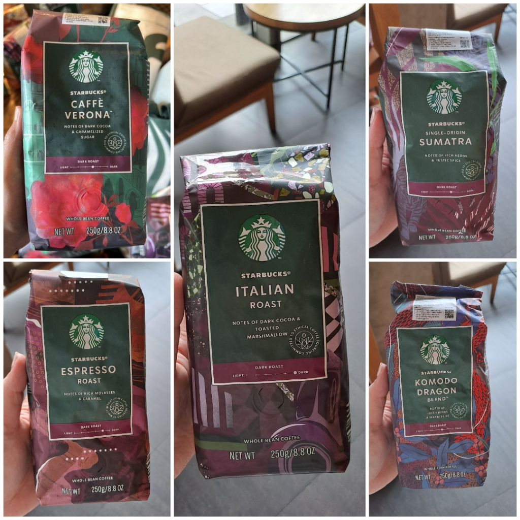 

Whole Bean Original Starbucks Dark Roast 250gram_Italian Roast,Espresso,Caffe VErona,Sumatra,Komodo Dragon Blend