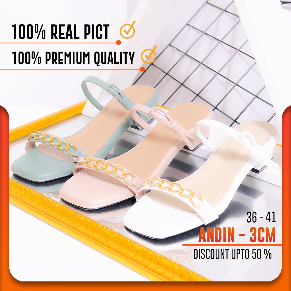 Sendal Heels Wanita BRNK Hak Tinggi 3 Cm Pesta Kondangan Kawinan Wisuda Formal B023