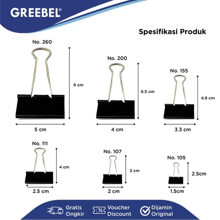 

Binder Clip Greebel Isi 12 Pcs / Pack / Penjepit Kertas Dokumen Serbaguna - Hitam