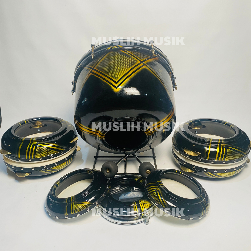 Hadroh Airbrush Hitam Emas Tanpa Darbuka Kualitas Super Fullset FREE TAS -MM