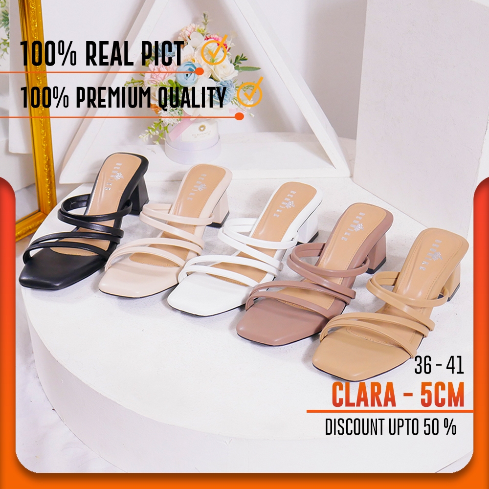 Sandal Heels Wanita 5 cm BRNK Sendal Hak Tinggi Pesta Kondangan Kawinan Wisuda B019