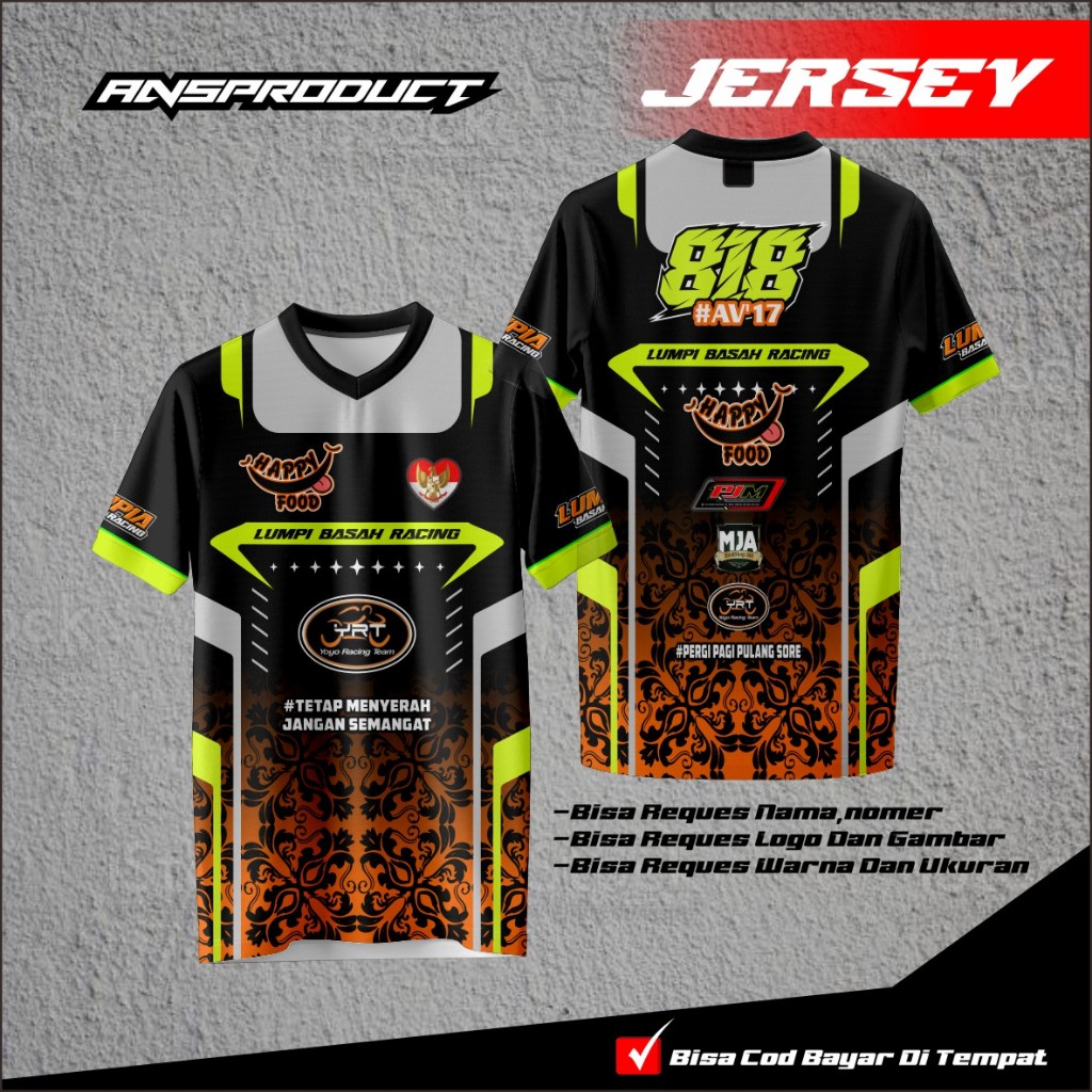 Kaos Baju Jersey Racing Custom Balap Road Race GANTI NAMA NOMER Jersey Racing Team Full Printing